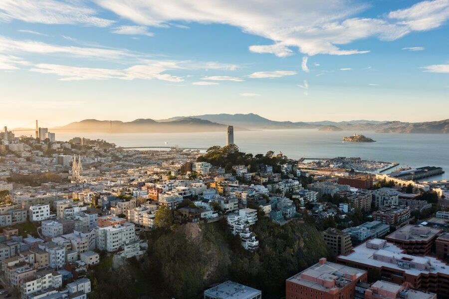 San Francisco: Airplane Private Sunset Bay Tour - San Francisco from above: Coit Tower, Alcatraz, and Fisherman’s Wharf