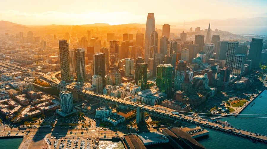San Francisco: Airplane Private Sunset Bay Tour - The Golden Gate Bridge at sunset