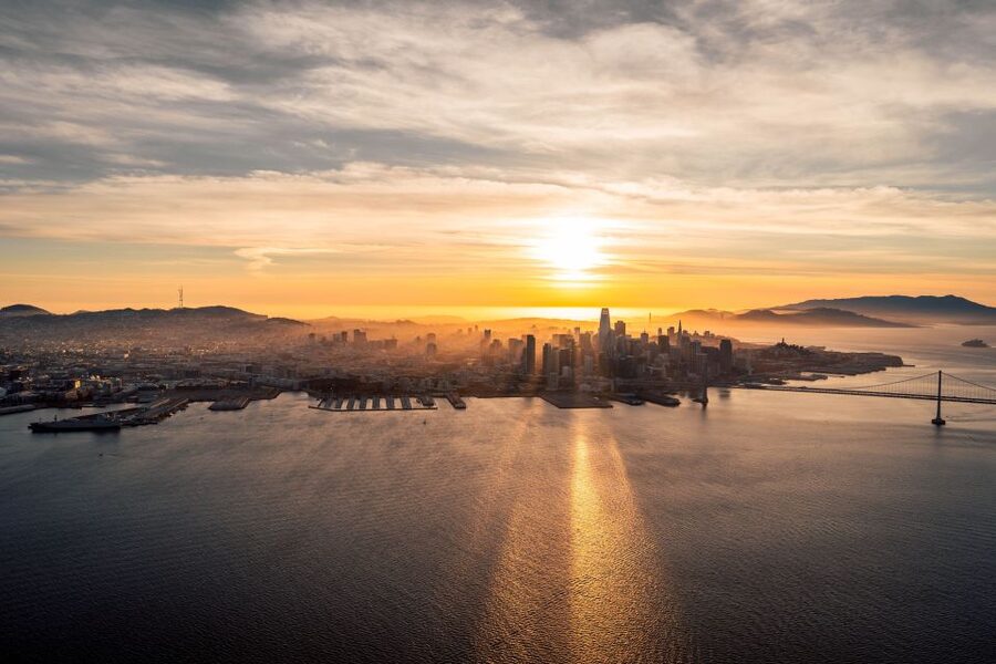 San Francisco: Airplane Private Sunset Bay Tour - Crossing the Bay Bridge toward San Francisco