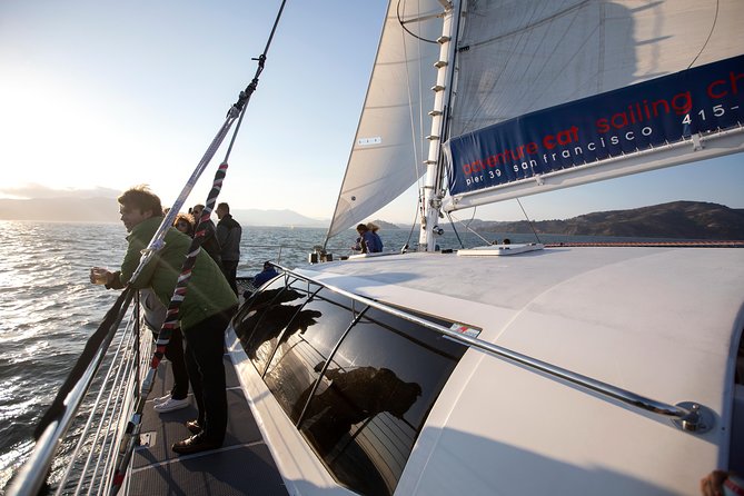 San Francisco Bay Sunset Catamaran Cruise - Passing Alcatraz Island from the water