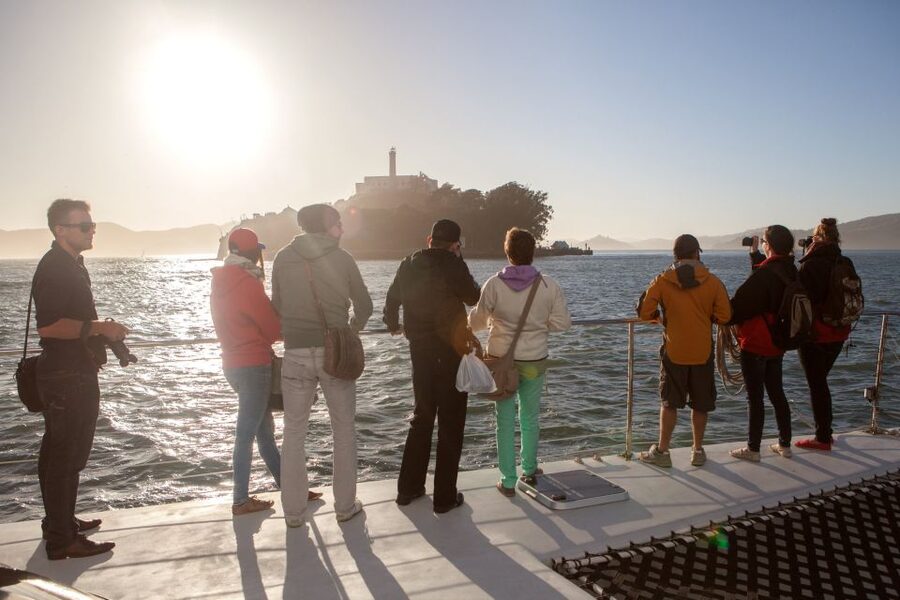 San Francisco Bay Sunset Cruise by Luxury Catamaran - Leaving Pier 39 beside the sea lions