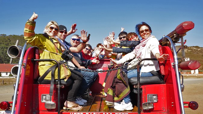 San Francisco Fire Engine Tour - Crossing the Golden Gate Bridge in an open truck