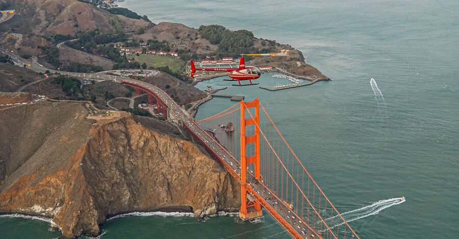 San Francisco: Golden Gate Helicopter Adventure - From Sausalito heliport to the first coastal views